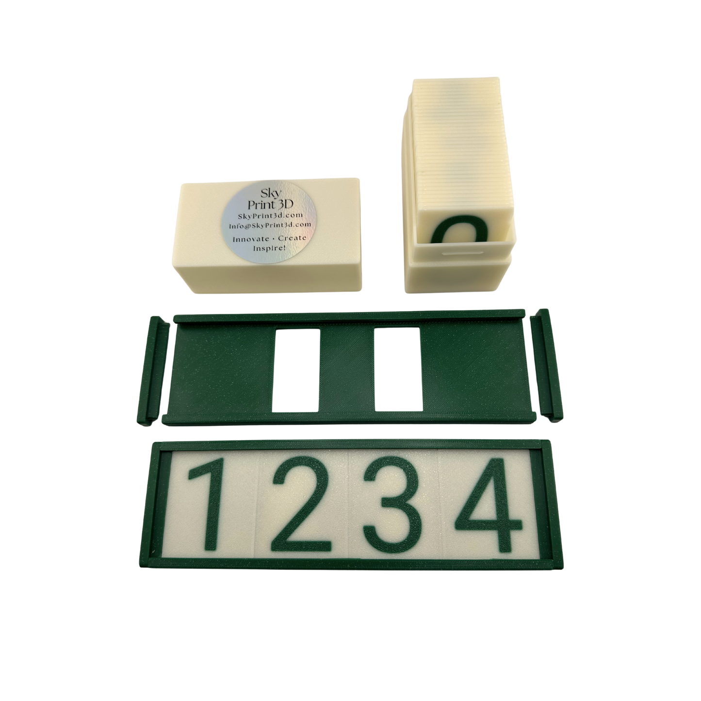 Sign Number Holder (Green Holder with Natural + Green Numbers)