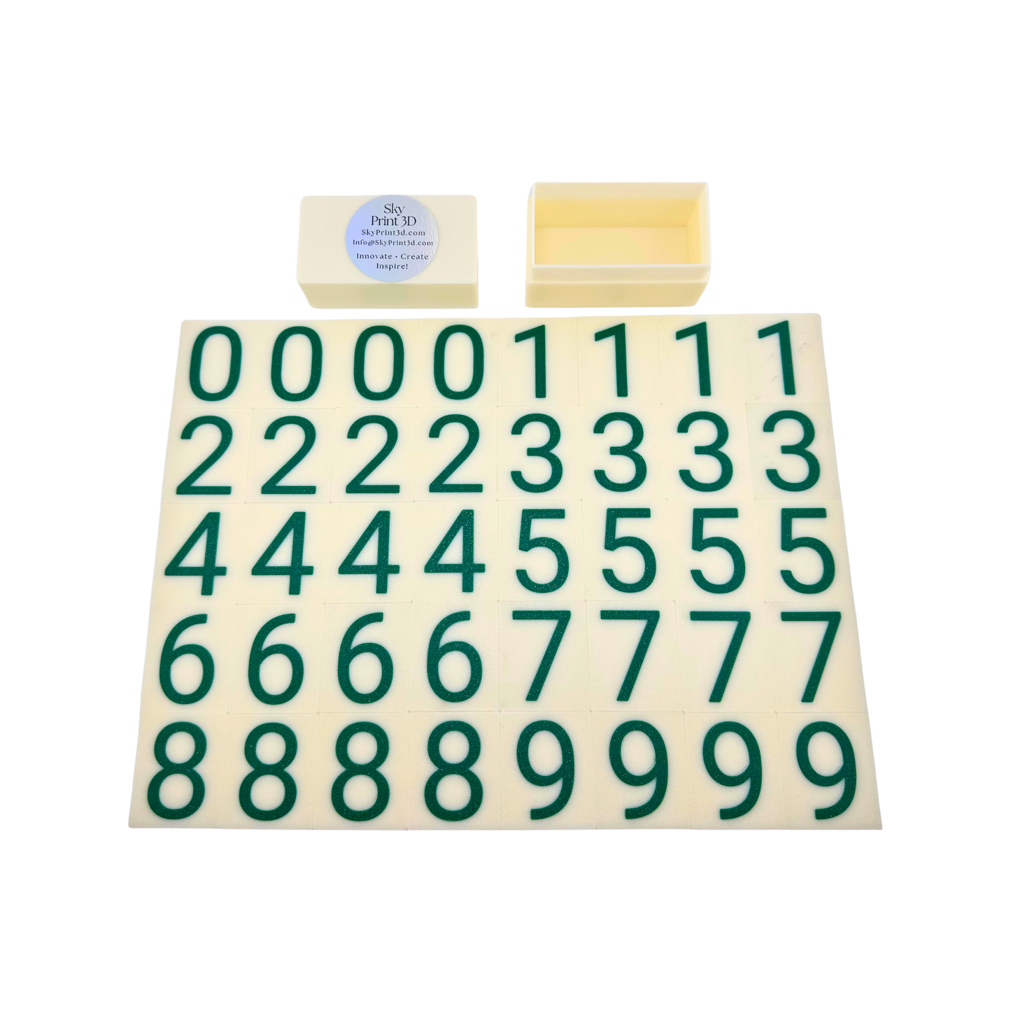 Sign Number Holder (Green Holder with Natural + Green Numbers)
