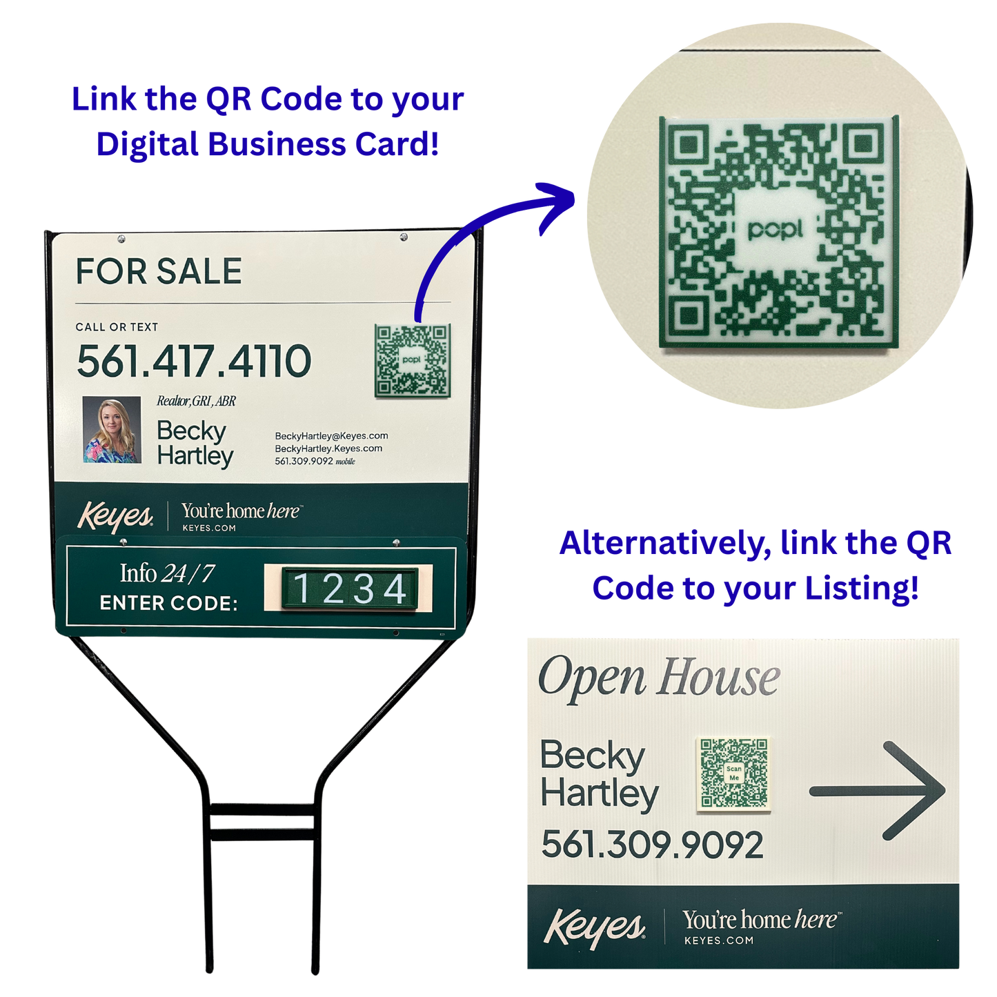 QR Code Kit - Complete with 2 Holders Green in Color and 2 QR Codes
