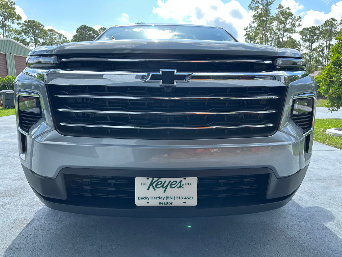 Customized License Plate - 'The Keyes Co.' Logo with 2 Customizable Lines (Natural with Green Text/Numbers)