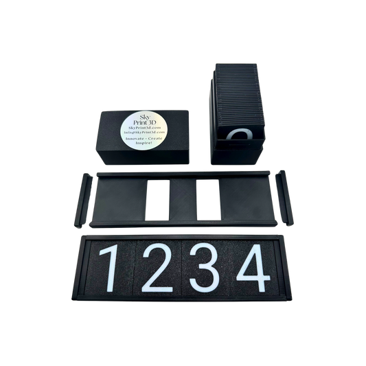 Sign Number Holder (Black Holder with Black + White Numbers)