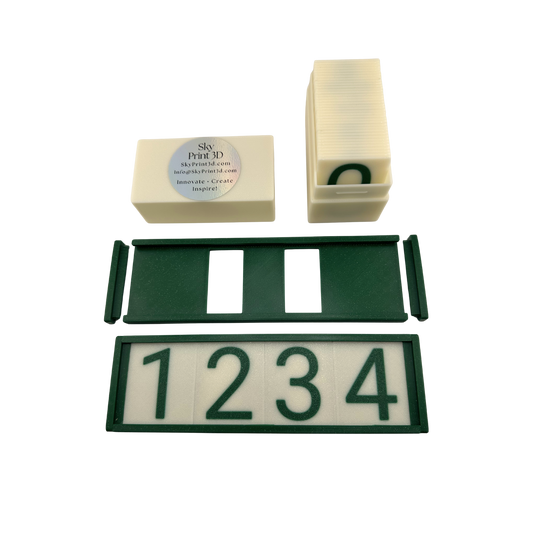 Sign Number Holder (Green Holder with Natural + Green Numbers)