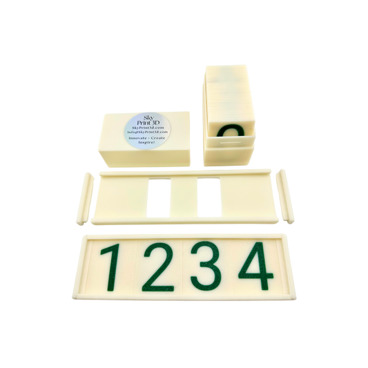 Sign Number Holder (Natural Holder with Natural + Green Numbers)