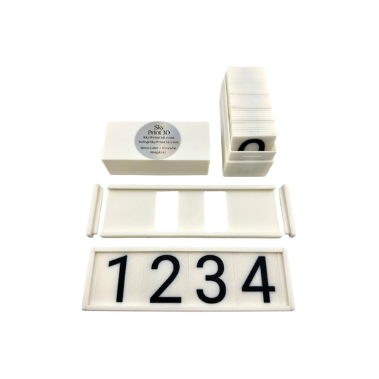 Sign Number Holder (White Holder with White + Black Numbers)