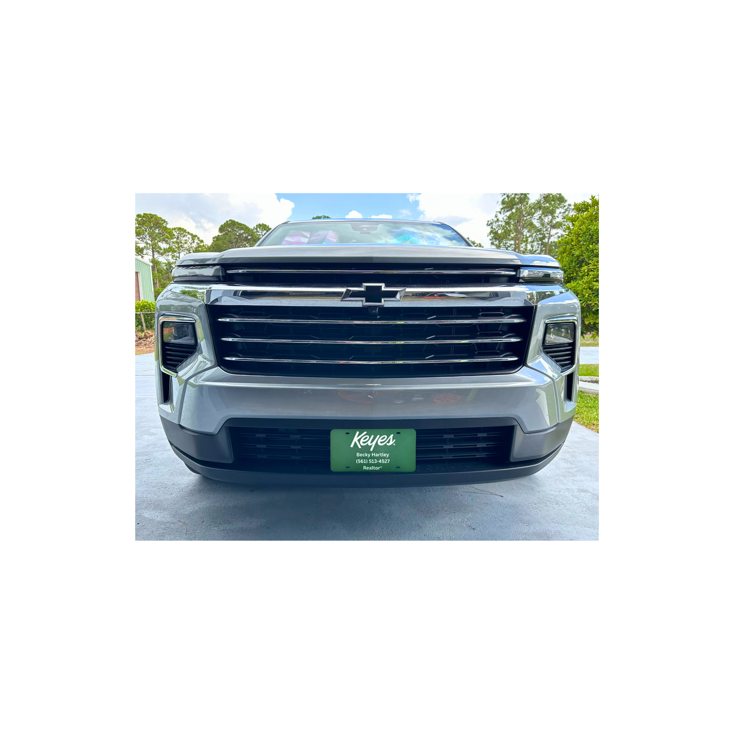 Customized License Plate - 'Keyes' Logo with 3 Customizable Lines (Green with White Text/Numbers)