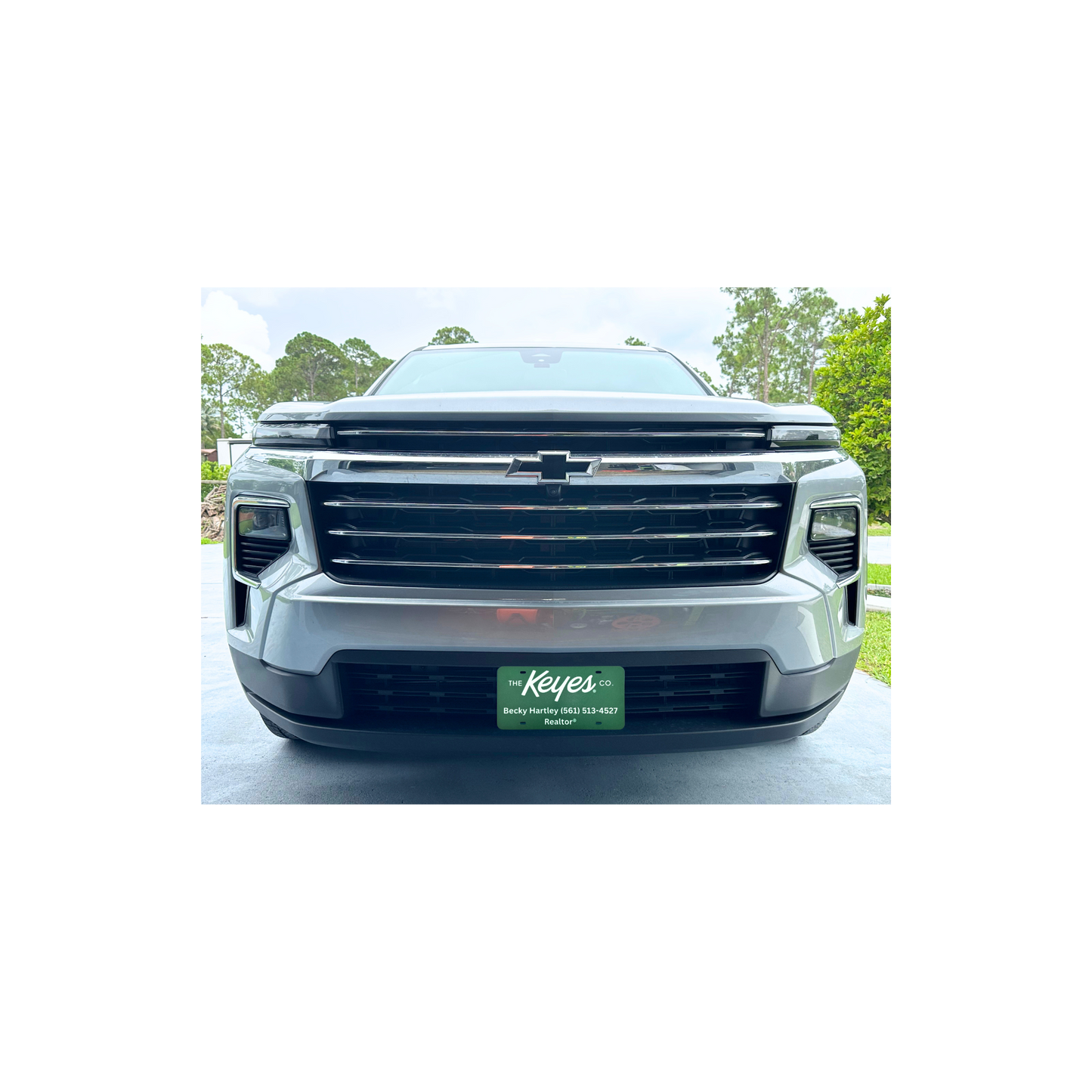 Customized License Plate - 'The Keyes Co.' Logo with 2 Customizable Lines (Green with White Text/Numbers)