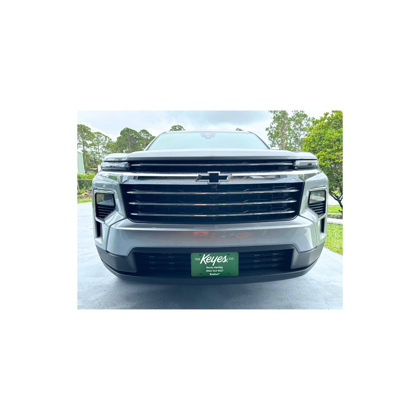 Customized License Plate - 'The Keyes Co.' Logo with 3 Customizable Lines (Green with White Text/Numbers)